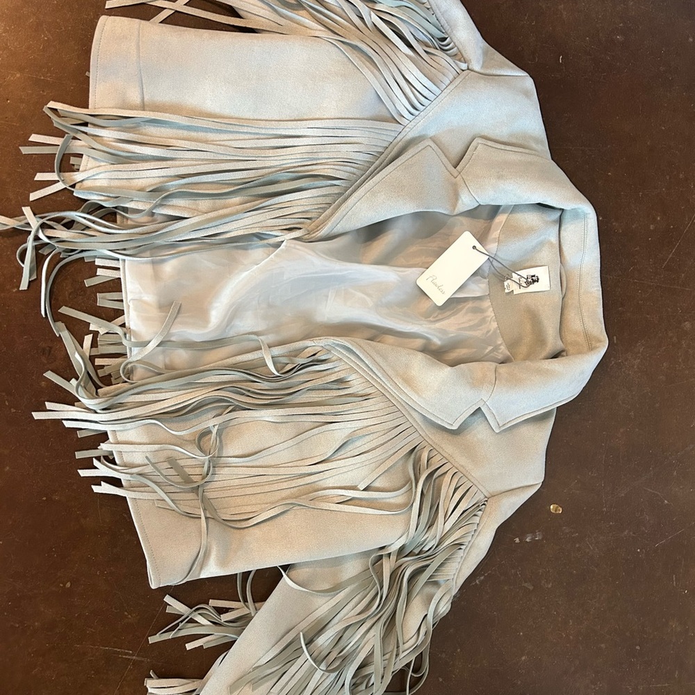 Fringed Light Gray Jacket